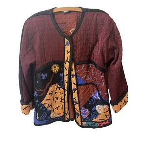 Vtg Jeanne Marc Unique Quilted Blazer Jacket Artsy Teacher Rare‎ Boho Women